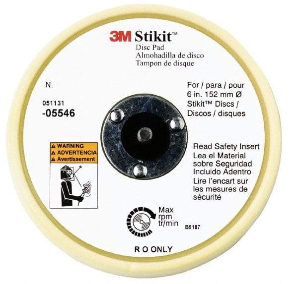 3M - 6" Diam Adhesive/PSA Disc Backing Pad - Soft Density, 10,000 RPM - Eagle Tool & Supply
