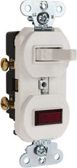 Pass & Seymour - 1 Pole, 120/125 VAC, 15 Amp, Flush Mounted, Ungrounded, Tamper Resistant Combination Switch with Pilot Light - NonNEMA Configuration, 1 Switch, Side Wiring, UL Listed 20 498 Standard - Eagle Tool & Supply