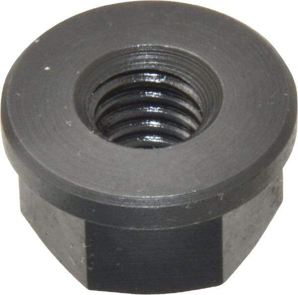 Jergens - 3/8-16, 7/8" Flange Diam, 1/2" High, 11/16" Across Flats, Flange Nut - Grade Low Carbon Steel Steel, Black Oxide Finish, 1/8" Flange Height, TCMA - Eagle Tool & Supply