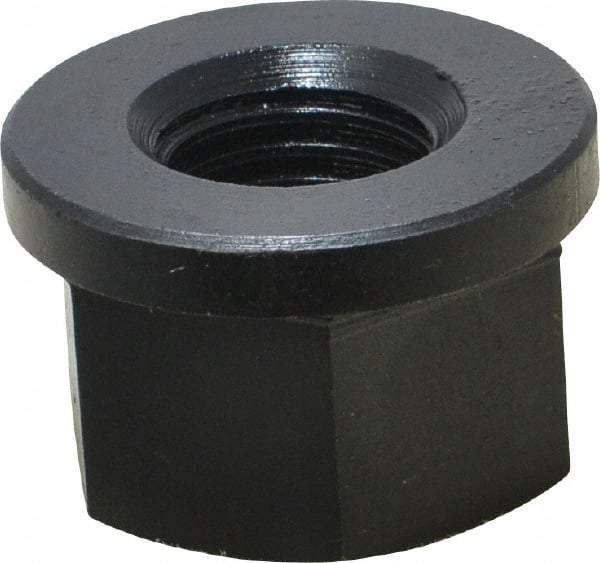 Jergens - 7/8-9, 1-3/4" Flange Diam, 1-1/8" High, 1-7/16" Across Flats, Flange Nut - Grade Low Carbon Steel Steel, Black Oxide Finish, 1/4" Flange Height, TCMA - Eagle Tool & Supply