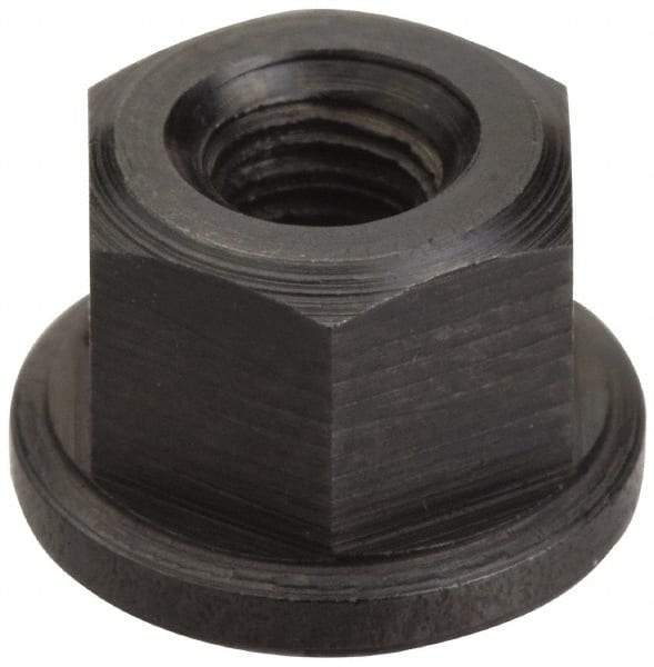 Jergens - 3/4-10 Steel Black Oxide Spherical Flange Nut - 3/4" High, 1-5/8" Diam x 1/4" High Flange, 2-1/2" Radius - Eagle Tool & Supply