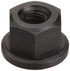 Jergens - 3/4-10 Steel Black Oxide Spherical Flange Nut - 3/4" High, 1-5/8" Diam x 1/4" High Flange, 2-1/2" Radius - Eagle Tool & Supply