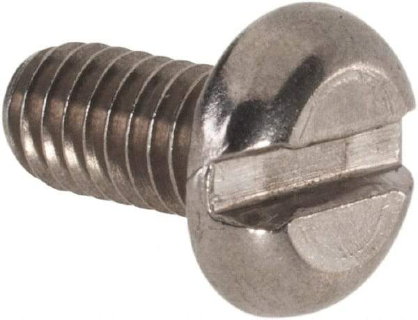 Value Collection - M4x0.70 Metric Coarse, 8mm Length Under Head Slotted Drive Machine Screw - Pan Head, Grade 18-8 & A2 Stainless Steel, Uncoated, Without Washer - Eagle Tool & Supply