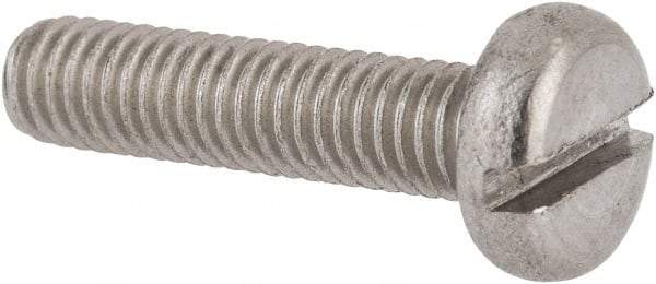 Value Collection - M6x1.00 Metric Coarse, 25mm Length Under Head Slotted Drive Machine Screw - Pan Head, Grade 18-8 & A2 Stainless Steel, Uncoated, Without Washer - Eagle Tool & Supply