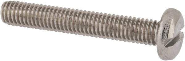 Value Collection - M6x1.00 Metric Coarse, 40mm Length Under Head Slotted Drive Machine Screw - Pan Head, Grade 18-8 & A2 Stainless Steel, Uncoated, Without Washer - Eagle Tool & Supply