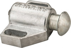 Jergens - 1-1/2" Base Width, 3/16" Stroke Len, 9/16" Stop Head OD, 1-1/8" Btw Mt Hole Ctrs, 7/8" Btw Mt Hole & Edge, Round Spring Locating Stop - Exact Industrial Supply