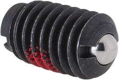 Jergens - 3/8-16, 0.187" Ball Diam, 5/8" Body Length, 0.048" Max Ball Reach, Threaded Ball Plunger - Steel Body, Stainless Steel Ball, 6 Lb Initial End Force, 21 Lb Final End Force, Locking Element - Eagle Tool & Supply