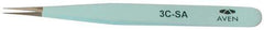 Aven - 4-1/4" OAL 3C-SA Color Coded Precision Tweezers - Stainless Steel, 3C-SA Pattern - Eagle Tool & Supply