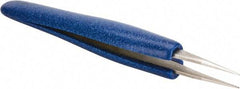 Aven - 4-3/4" OAL OO-SA Ergonomic Cushion Grip Tweezers - Straight, Strong, Regular Tips - Eagle Tool & Supply