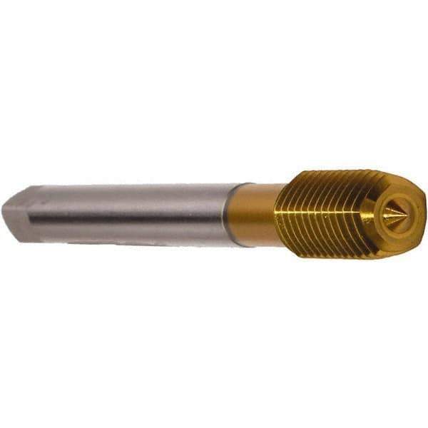Emuge - 3/8-19 BSPP, TiN Coated, Cobalt, Thread Forming Pipe Tap - 0.8661 Inch Thread Length, 0.4724 Inch Shank Diameter, 0.3543 Inch Square Size, Series Druck - Eagle Tool & Supply