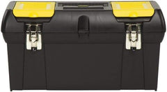 Stanley - 2 Compartment 1 Tray Tool Box - 23-1/2" Wide x 11-3/8" Deep x 10-7/8" High, Polypropylene Resin, Black - Eagle Tool & Supply