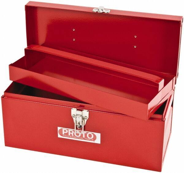 Proto - 1 Compartment 1 Tray Tool Box - 14" Wide x 6-1/2" Deep x 6" High, Steel, Red - Eagle Tool & Supply