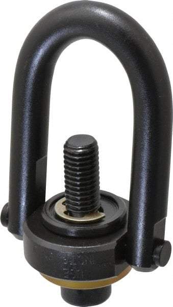 Jergens - 2,500 Lb Load Capacity Safety Engineered Center Pull Hoist Ring - 28 Ft/Lb Torque, 1/2 - 13 Thread, 4140 Alloy Steel, Black Oxide Finish - Eagle Tool & Supply