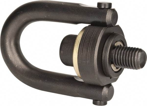 Jergens - 5,000 Lb Load Capacity Safety Engineered Center Pull Hoist Ring - 100 Ft/Lb Torque, 3/4 - 10 Thread, 4140 Alloy Steel, Black Oxide Finish - Eagle Tool & Supply