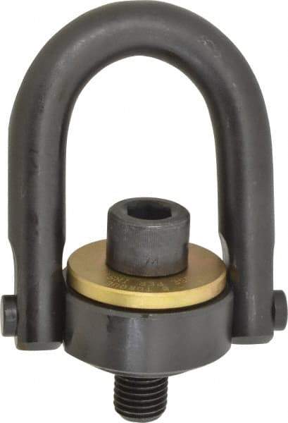 Jergens - 10,000 Lb Load Capacity Safety Engineered Center Pull Hoist Ring - 230 Ft/Lb Torque, 1-8 Thread, 4140 Alloy Steel, Black Oxide Finish - Eagle Tool & Supply