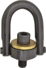 Jergens - 10,000 Lb Load Capacity Safety Engineered Center Pull Hoist Ring - 230 Ft/Lb Torque, 1-8 Thread, 4140 Alloy Steel, Black Oxide Finish - Eagle Tool & Supply