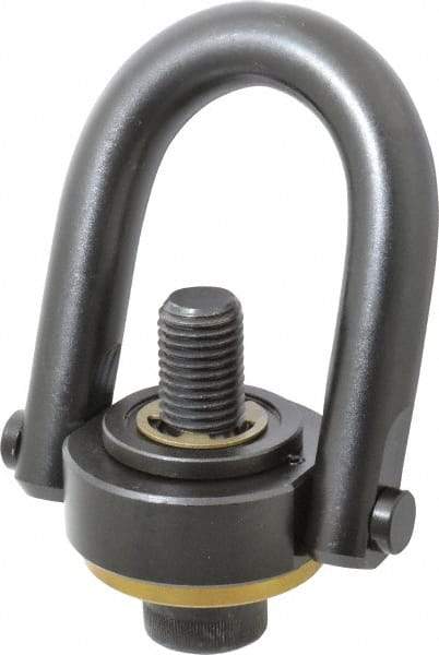 Jergens - 10,000 Lb Load Capacity Safety Engineered Center Pull Hoist Ring - 230 Ft/Lb Torque, 1-8 Thread, 4140 Alloy Steel, Black Oxide Finish - Eagle Tool & Supply