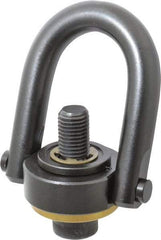 Jergens - 10,000 Lb Load Capacity Safety Engineered Center Pull Hoist Ring - 230 Ft/Lb Torque, 1-8 Thread, 4140 Alloy Steel, Black Oxide Finish - Eagle Tool & Supply