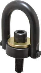 Jergens - 10,000 Lb Load Capacity Safety Engineered Center Pull Hoist Ring - 230 Ft/Lb Torque, 1-8 Thread, 4140 Alloy Steel, Black Oxide Finish - Eagle Tool & Supply