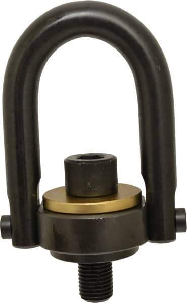 Jergens - 15,000 Lb Load Capacity Safety Engineered Center Pull Hoist Ring - 470 Ft/Lb Torque, 1-1/4 - 7 Thread, 4140 Alloy Steel, Black Oxide Finish - Eagle Tool & Supply