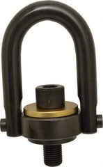 Jergens - 15,000 Lb Load Capacity Safety Engineered Center Pull Hoist Ring - 470 Ft/Lb Torque, 1-1/4 - 7 Thread, 4140 Alloy Steel, Black Oxide Finish - Eagle Tool & Supply