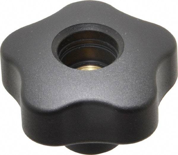 Elesa - 1.97" Head Diam, 5 Point Lobed Knob - 3/8-16 Hole, Thermoplastic, Black - Eagle Tool & Supply
