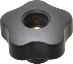 Elesa - 1.97" Head Diam, 5 Point Lobed Knob - 3/8-16 Hole, Thermoplastic, Black - Eagle Tool & Supply