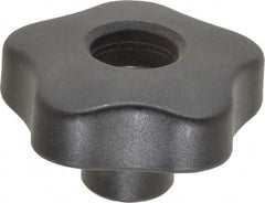 Elesa - 2.48" Head Diam, 5 Point Lobed Knob - 3/8-16 Hole, Thermoplastic, Black - Eagle Tool & Supply