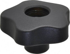 Elesa - 2.48" Head Diam, 5 Point Lobed Knob - 1/2-13 Hole, Thermoplastic, Black - Eagle Tool & Supply