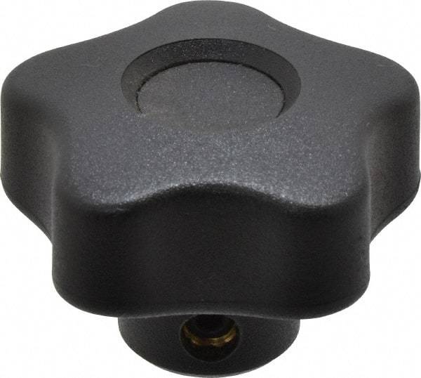 Elesa - 1.57" Head Diam, 5 Point Lobed Knob - 1/4" Hole, Thermoplastic, Black - Eagle Tool & Supply