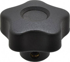 Elesa - 1.57" Head Diam, 5 Point Lobed Knob - 1/4" Hole, Thermoplastic, Black - Eagle Tool & Supply