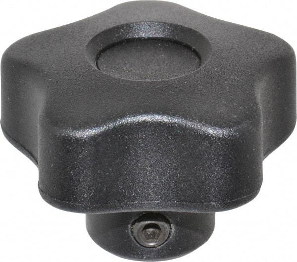 Elesa - 1.57" Head Diam, 5 Point Lobed Knob - 5/16" Hole, Thermoplastic, Black - Eagle Tool & Supply