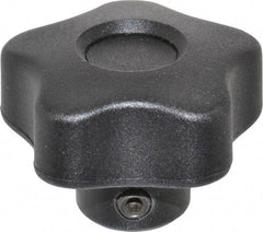 Elesa - 1.57" Head Diam, 5 Point Lobed Knob - 5/16" Hole, Thermoplastic, Black - Eagle Tool & Supply