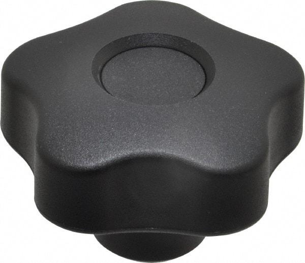 Elesa - 1.97" Head Diam, 5 Point Lobed Knob - 3/8-16 Hole, Thermoplastic, Black - Eagle Tool & Supply