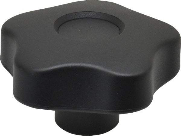 Elesa - 2.48" Head Diam, 5 Point Lobed Knob - 3/8-16 Hole, Thermoplastic, Black - Eagle Tool & Supply