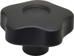 Elesa - 2.48" Head Diam, 5 Point Lobed Knob - 3/8-16 Hole, Thermoplastic, Black - Eagle Tool & Supply