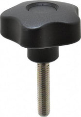 Elesa - 1.97" Head Diam, 5 Point Lobed Knob - 5/16-18 Stem, Thermoplastic, Black - Eagle Tool & Supply