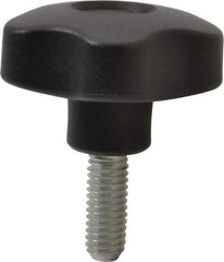 Elesa - 1.97" Head Diam, 5 Point Lobed Knob - 3/8-16 Stem, Thermoplastic, Black - Eagle Tool & Supply