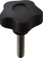 Elesa - 1.97" Head Diam, 5 Point Lobed Knob - 3/8-16 Stem, Thermoplastic, Black - Eagle Tool & Supply
