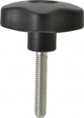 Elesa - 2.48" Head Diam, 5 Point Lobed Knob - 3/8-16 Stem, Thermoplastic, Black - Eagle Tool & Supply