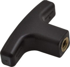 Elesa - 1/4-20 Hole Thread, 2.16" Head Length, Technopolymer, Female Insert T Handle - 0.7" Hole Depth, 9/16" Hub Diam, 0.86" Hub Height, Black - Eagle Tool & Supply