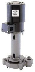 American Machine & Tool - 0.9/0.5 Amp, 230/460 Volt, 1/3 hp, 3 Phase, 1,725 RPM, Cast Iron Immersion Machine Tool & Recirculating Pump - 46 GPM, 1-1/2" Inlet, 7 psi, 20.6" Overall Height, 8.9" Body Length, NPT Thread, Stainless Steel Impeller, TEFC Motor - Eagle Tool & Supply