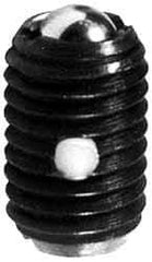 Jergens - M4x0.7, 2.38mm Ball Diam, 9mm Body Length, 0.6mm Max Ball Reach, Threaded Ball Plunger - Steel Body, Stainless Steel Ball, 0.23 kg Initial End Force, 0.56 kg Final End Force, Locking Element - Eagle Tool & Supply