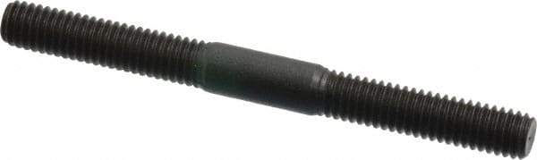 Jergens - M6x1.0 65mm OAL Equal Double Threaded Stud - Alloy Steel, Black Oxide Finish, 24mm Equal Thread Length, Metric - Eagle Tool & Supply