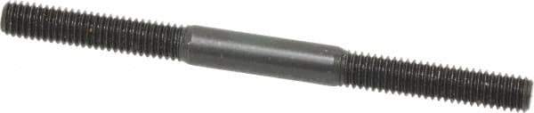 Jergens - M6x1.0 80mm OAL Equal Double Threaded Stud - Alloy Steel, Black Oxide Finish, 27mm Equal Thread Length, Metric - Eagle Tool & Supply