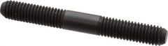 Jergens - M8x1.25 65mm OAL Equal Double Threaded Stud - Alloy Steel, Black Oxide Finish, 24mm Equal Thread Length, Metric - Eagle Tool & Supply