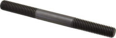 Jergens - M10x1.50 110mm OAL Equal Double Threaded Stud - Alloy Steel, Black Oxide Finish, 35mm Equal Thread Length, Metric - Eagle Tool & Supply