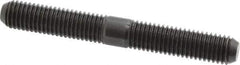 Jergens - M12x1.75 95mm OAL Equal Double Threaded Stud - Alloy Steel, Black Oxide Finish, 37mm Equal Thread Length, Metric - Eagle Tool & Supply