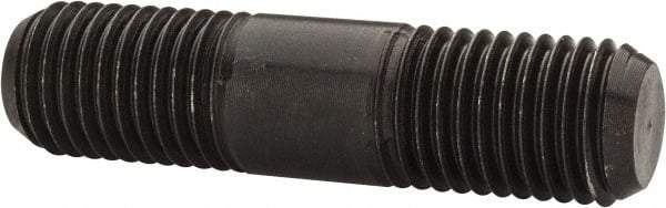 Jergens - M20x2.5 80mm OAL Equal Double Threaded Stud - Alloy Steel, Black Oxide Finish, 29mm Equal Thread Length, Metric - Eagle Tool & Supply