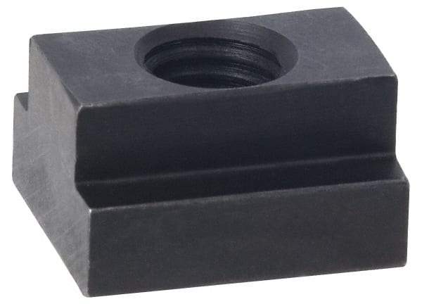 Jergens - M12x1.75 Tapped Through T Slot Nut - 16mm Slot Width, 25 x 9mm Base Width x Height, 29 x 16mm OAL x Height - Eagle Tool & Supply